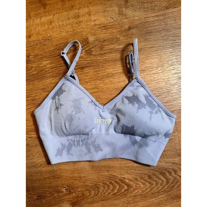 Civil Regime Kelly Seamless Bra In Chambray Blue Reaper Wash Size Small